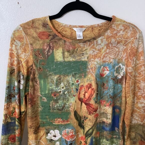 Vintage Y2K Yellow Fairycore Fairy Grunge Boho Artsy Soft 3/4 Sleeve Blouse S - Picture 2 of 8